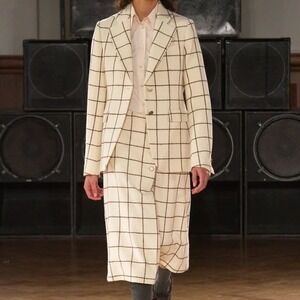 Wales‎ Bonner Judah Checked Windowpane Wool Blazer Sz 40